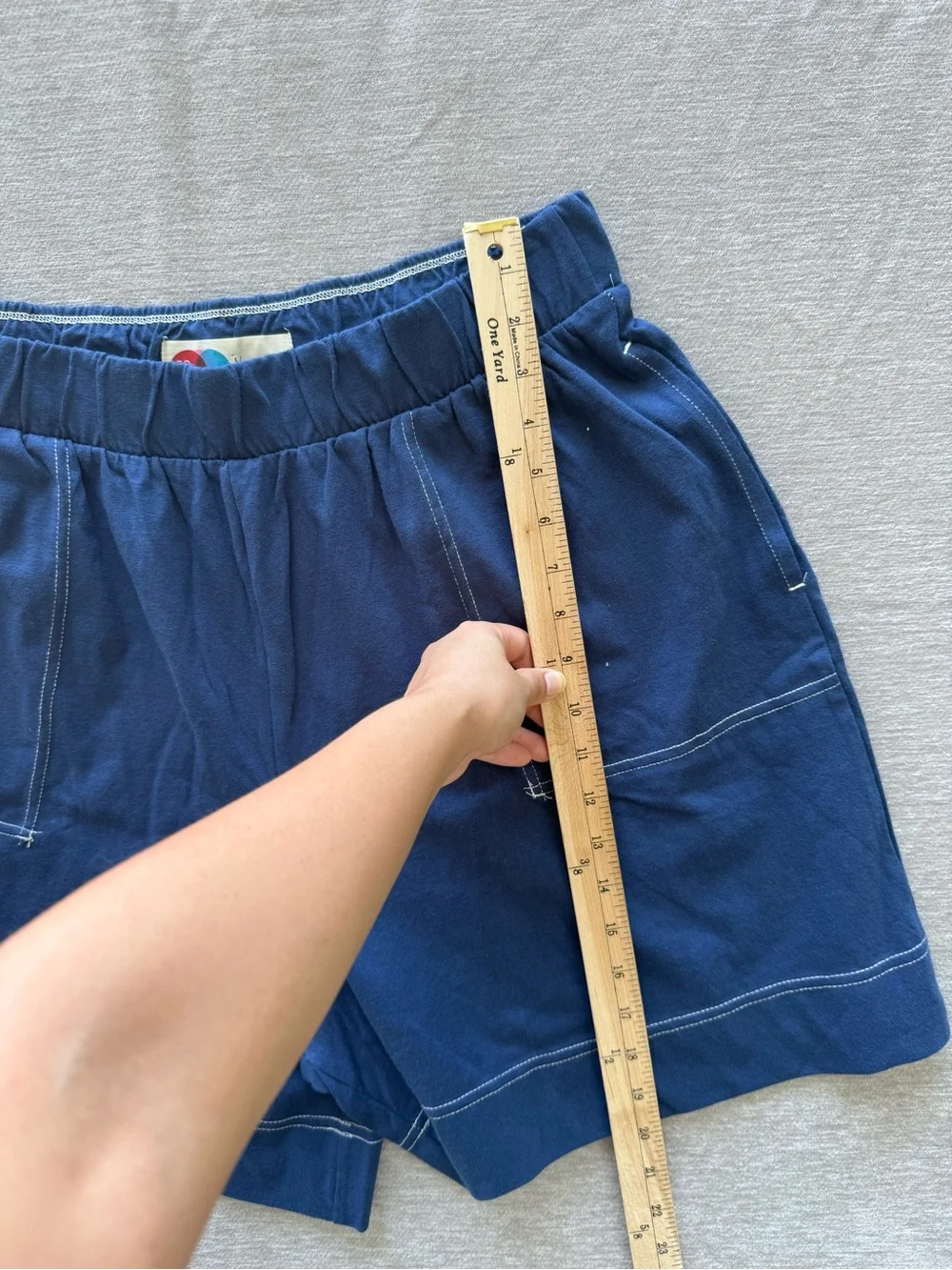 Free People Beach Navy Cotton Pull On Shorts Elastic Waist Pockets Size‎ L&S